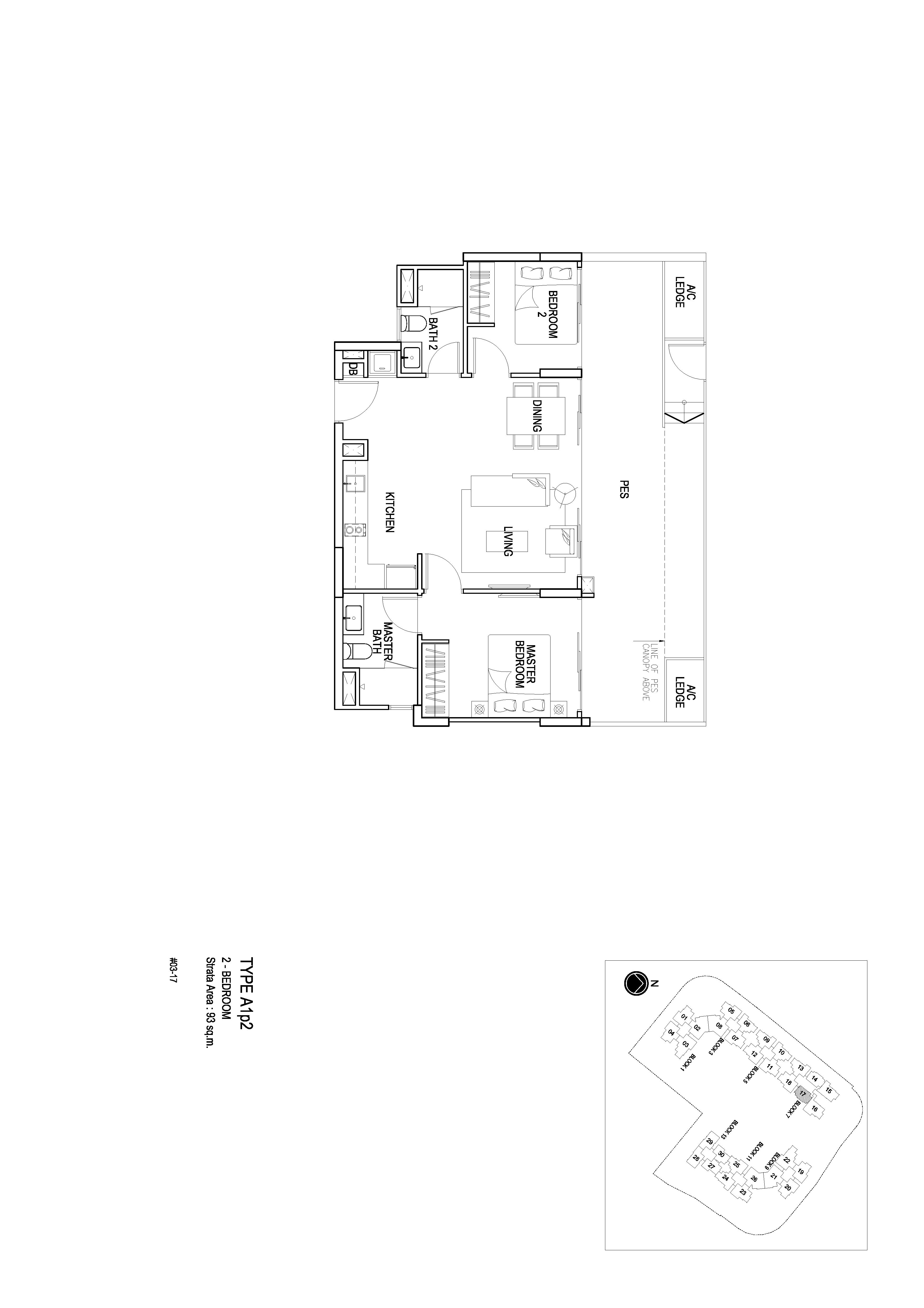Flo Residence 2 Bedroom PES Floor Plans Type A1p2