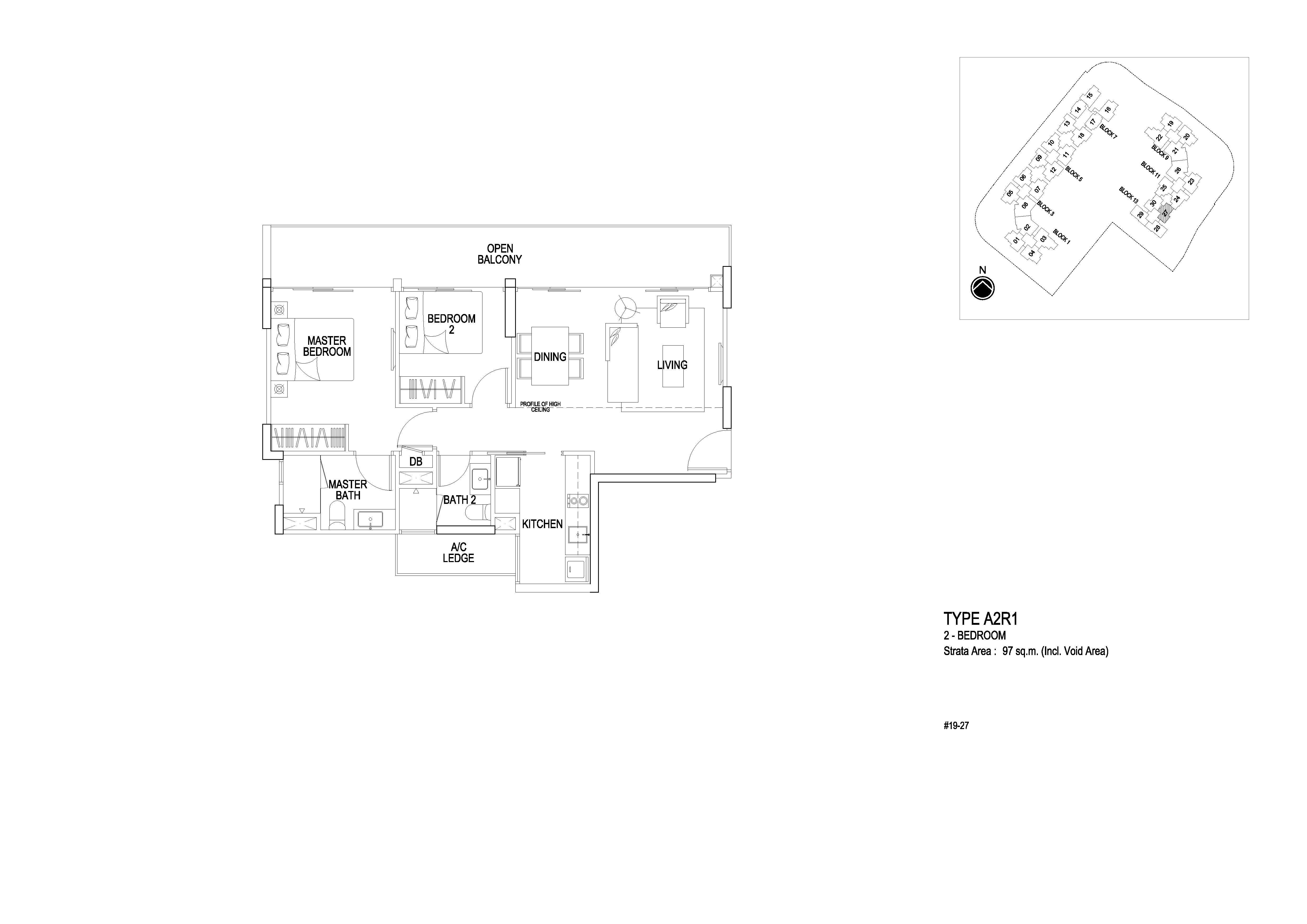Flo Residence 2 Bedroom Roof Terrace Floor Plans Type A2R1
