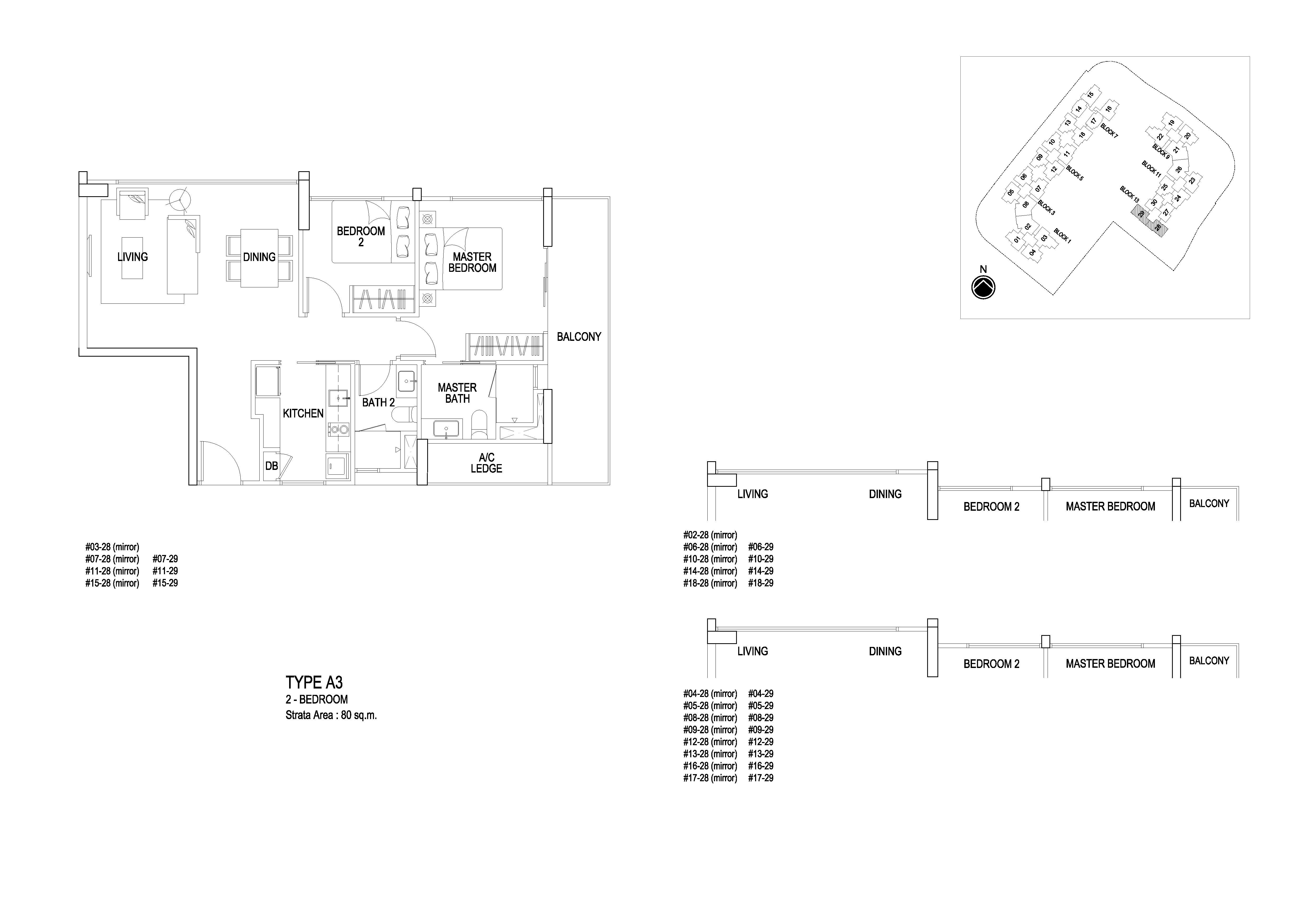Flo Residence 2 Bedroom Floor Plans Type A3