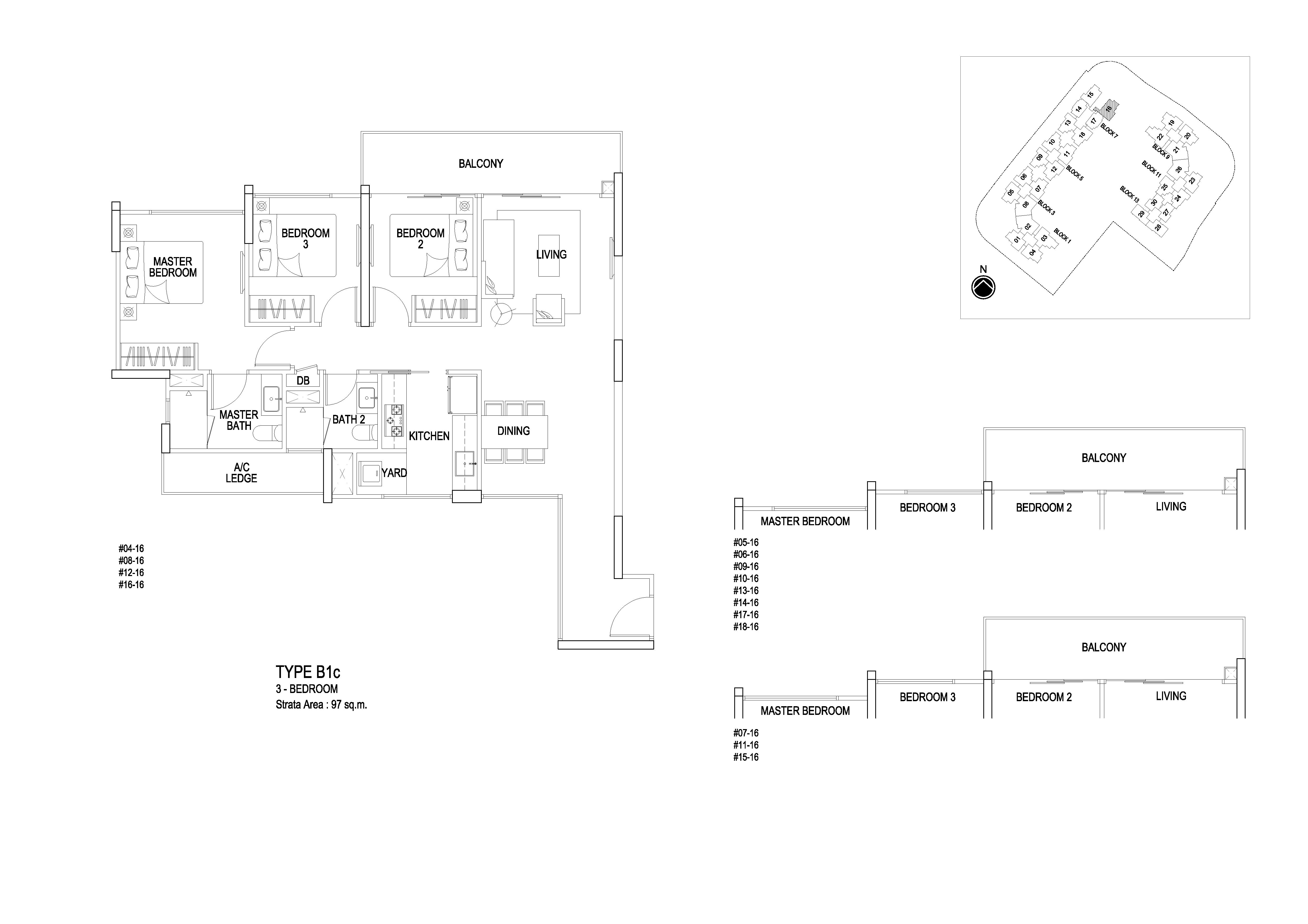 Flo Residence 3 Bedroom Floor Plans Type B1c