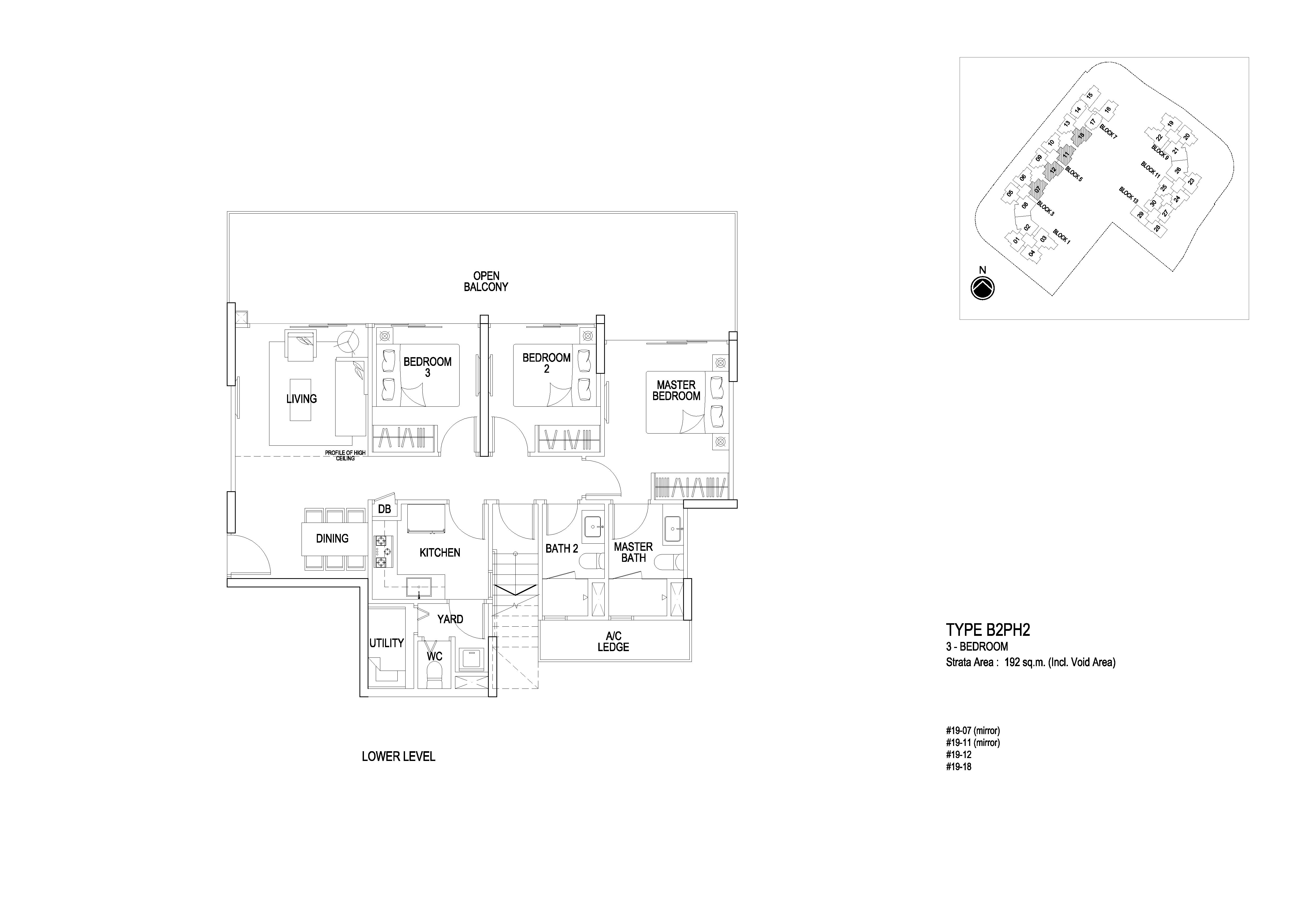 Flo Residence 3 Bedroom Penthouse Lower Level Floor Plans Type B2PH2