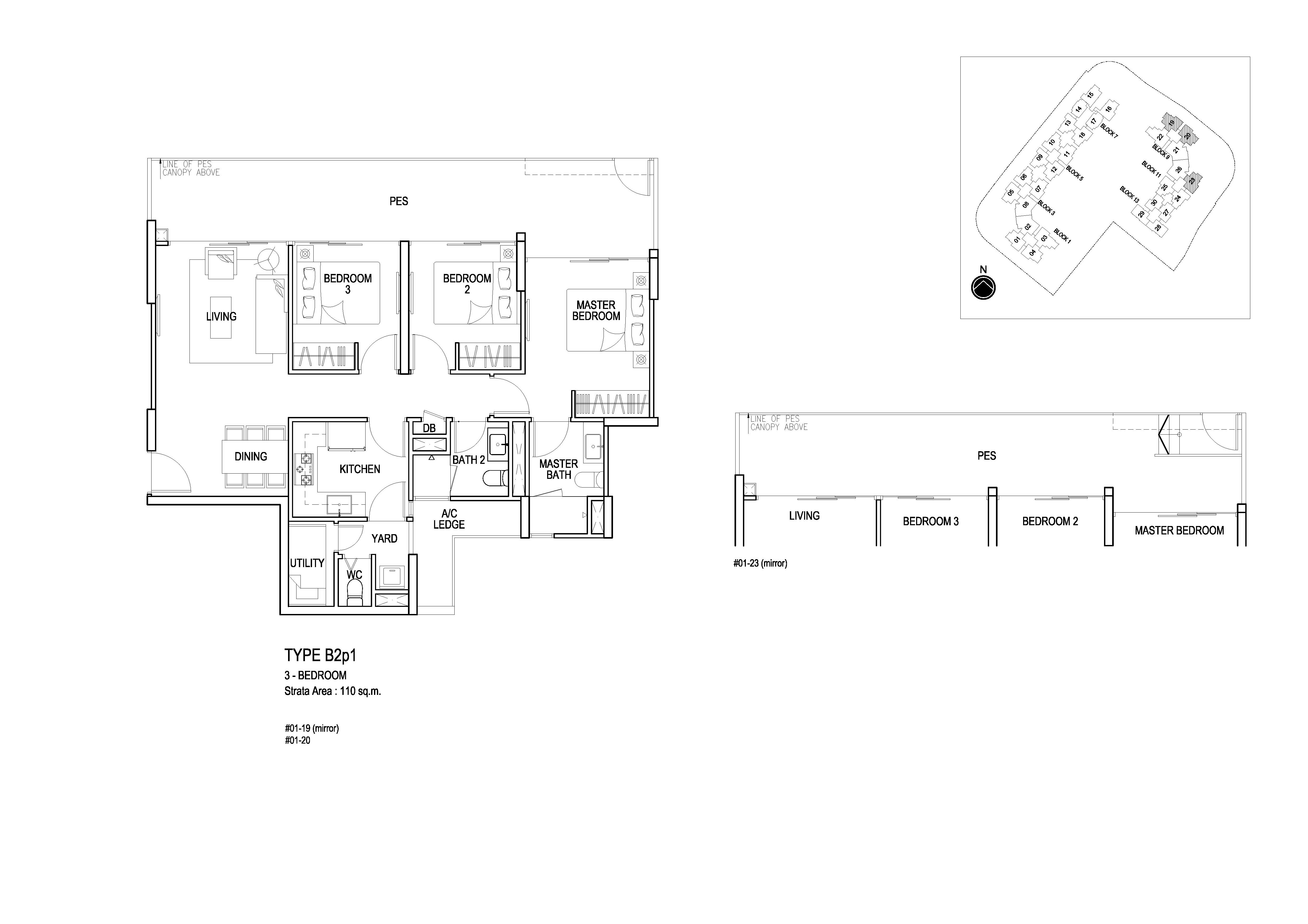 Flo Residence 3 Bedroom PES Floor Plans Type B2p1