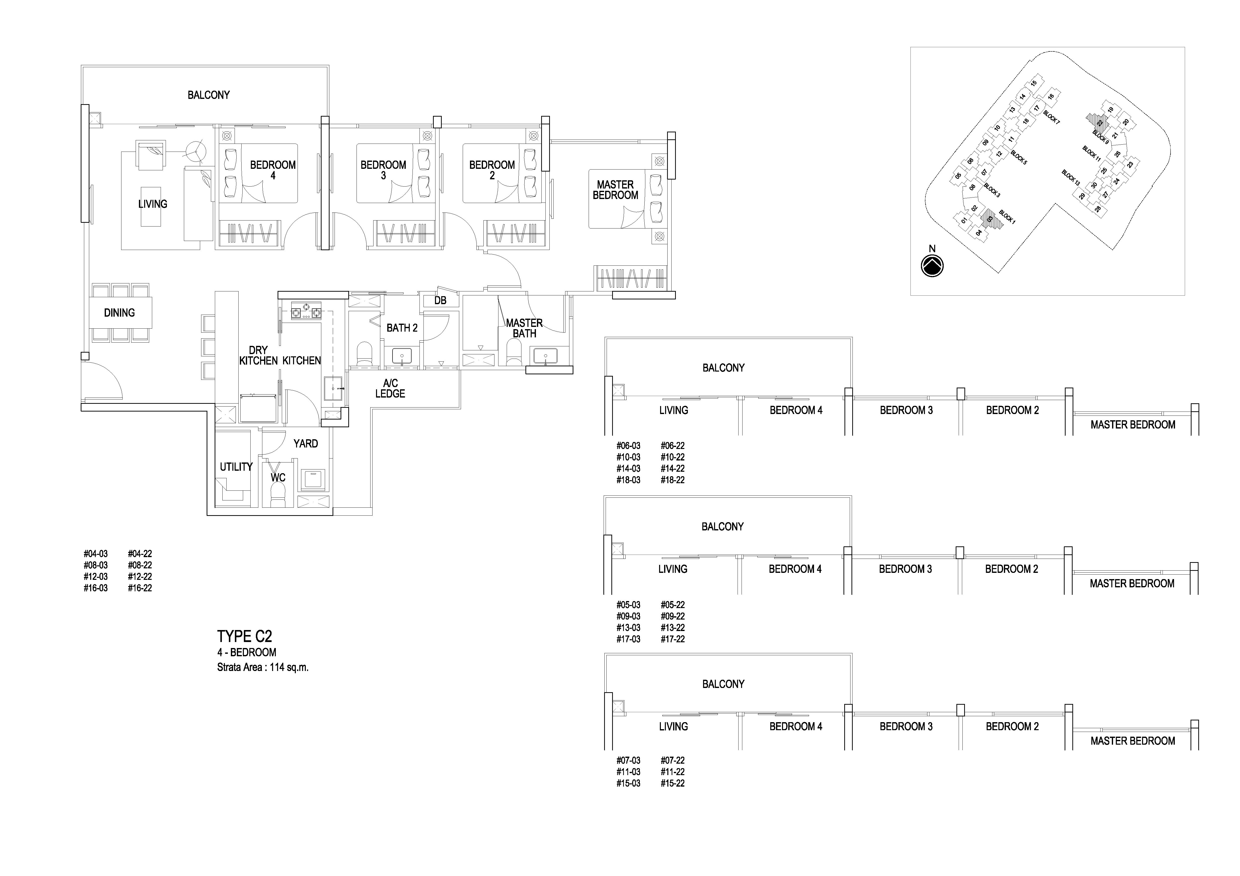 Flo Residence 4 Bedroom Floor Plans Type C2